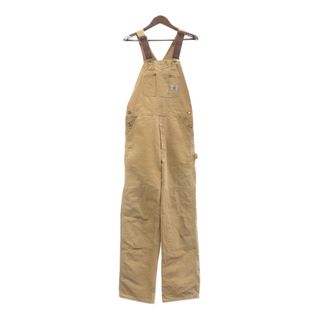 カーハート(carhartt)のCarhartt カーハート ダック ダブルニー ビブオーバーオール ライトブラウン (メンズ W32 L32相当) 中古 古着 Q7447(サロペット/オーバーオール)