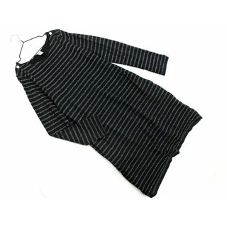 PETIT BATEAU プチバトー ラメ ボーダー ワンピース size3/黒 ■◇ レディース