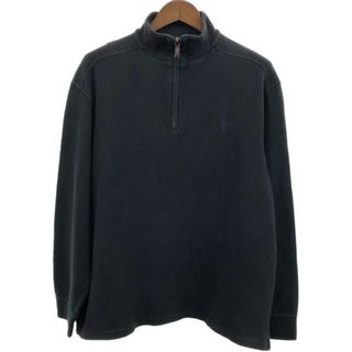 ポロラルフローレン(POLO RALPH LAUREN)の90年代 Polo by Ralph Lauren ポロ ラルフローレン ハーフジップ ドライバーズニット セーター ブラック (メンズ L) 中古 古着 Q7456(ニット/セーター)