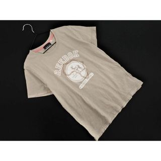 Reebok リーボック ロゴ プリント Tシャツ sizeL/ベージュ ■◆ レディース