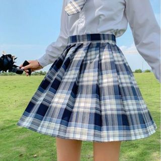 プリーツスカート 制服 通学 チェック　 おしゃれ　 シンプル　 JK かわいい(ミニスカート)