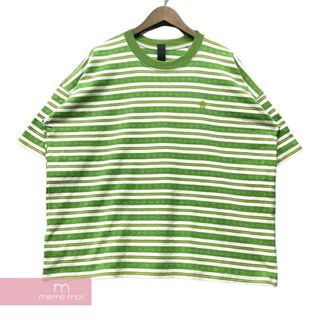 クロムハーツ(Chrome Hearts)のCHROME HEARTS Stripe Cross Tee クロムハーツ ストライプクロスTシャツ 半袖カットソー ヴァインダガー刺繍 ボーダーライン ライトグリーン×ホワイト サイズM【230814】【新古品】【me04】(Tシャツ/カットソー(半袖/袖なし))