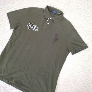 ポロラルフローレン(POLO RALPH LAUREN)の良品 ポロラルフローレン 現行 ワッペン ビッグポニー オリーブ ポロシャツ L(ポロシャツ)