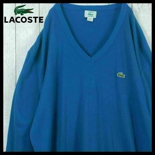 ラコステ(LACOSTE)の【希少】ラコステ 80s USA製 ブルー IZOD LACOSTE 刺繍ロゴ(ニット/セーター)