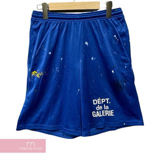 GALLERY DEPT. French Studio Gym Paint Shorts ギャラリーデプト フレンチスタジオジムペイントショーツ ハーフパンツ メッシュジャージ ロゴ ヴィンテージ加工 ペンキ ブルー サイズS【240522】【中古-A】【me04】(スラックス/スーツパンツ)