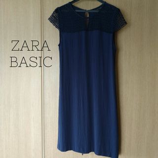 ザラ(ZARA)のZARA  胸元、袖レース使い　半袖ワンピース(ひざ丈ワンピース)