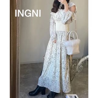 イング(INGNI)のINGNI ウエストリブ花柄ワンピース(ロングワンピース/マキシワンピース)