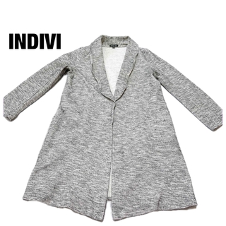 インディヴィ(INDIVI)のINDIVI インディヴィ ロングカーディガン 7分丈 ジャケット 綿 日本製(カーディガン)