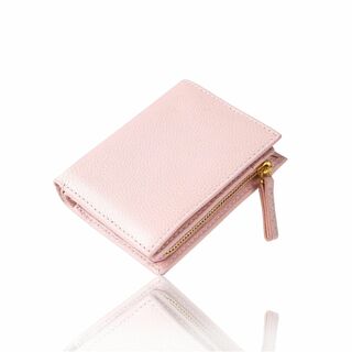 【色: ピンク】[ムラ] レディース 二つ折り財布 ミニ財布 コンパクト 本革 (その他)
