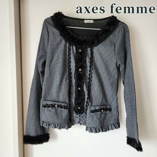 アクシーズファム(axes femme)のaxes femme アクシーズファム ジャケット風 シャツ チェック 黒(カットソー(長袖/七分))