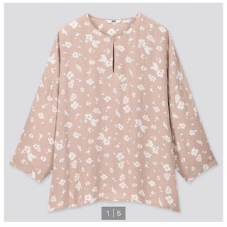 ユニクロ(UNIQLO)のユニクロ☆プリントブラウス　ピンク(シャツ/ブラウス(長袖/七分))