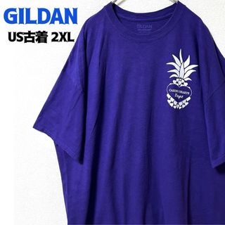 US古着 ギルダン 半袖 Tシャツ プリント パープル 2XL ゆるだぼ 輸入品