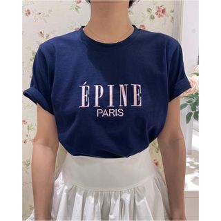 エピヌ(épine)のepine PARIS embroidery tee navy×pink(Tシャツ(半袖/袖なし))