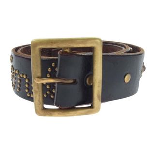 TENDERLOIN - TENDERLOIN テンダーロイン ベルト HTC STUD BELT スタッズ レザー ベルト ダークブラウン系 L【中古】