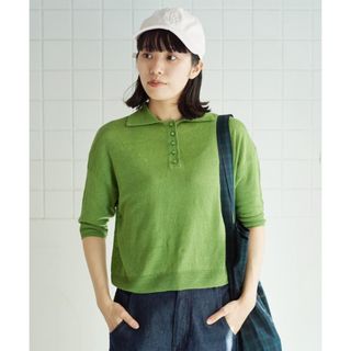 ビュルデサボン　14G Antwarpe polo プルオーバー　リネン　黄緑