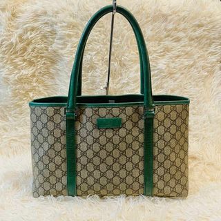 グッチ(Gucci)のレア＊GUCCI トート ハンドバッグ A4 gg pvcレザー グリーン(トートバッグ)