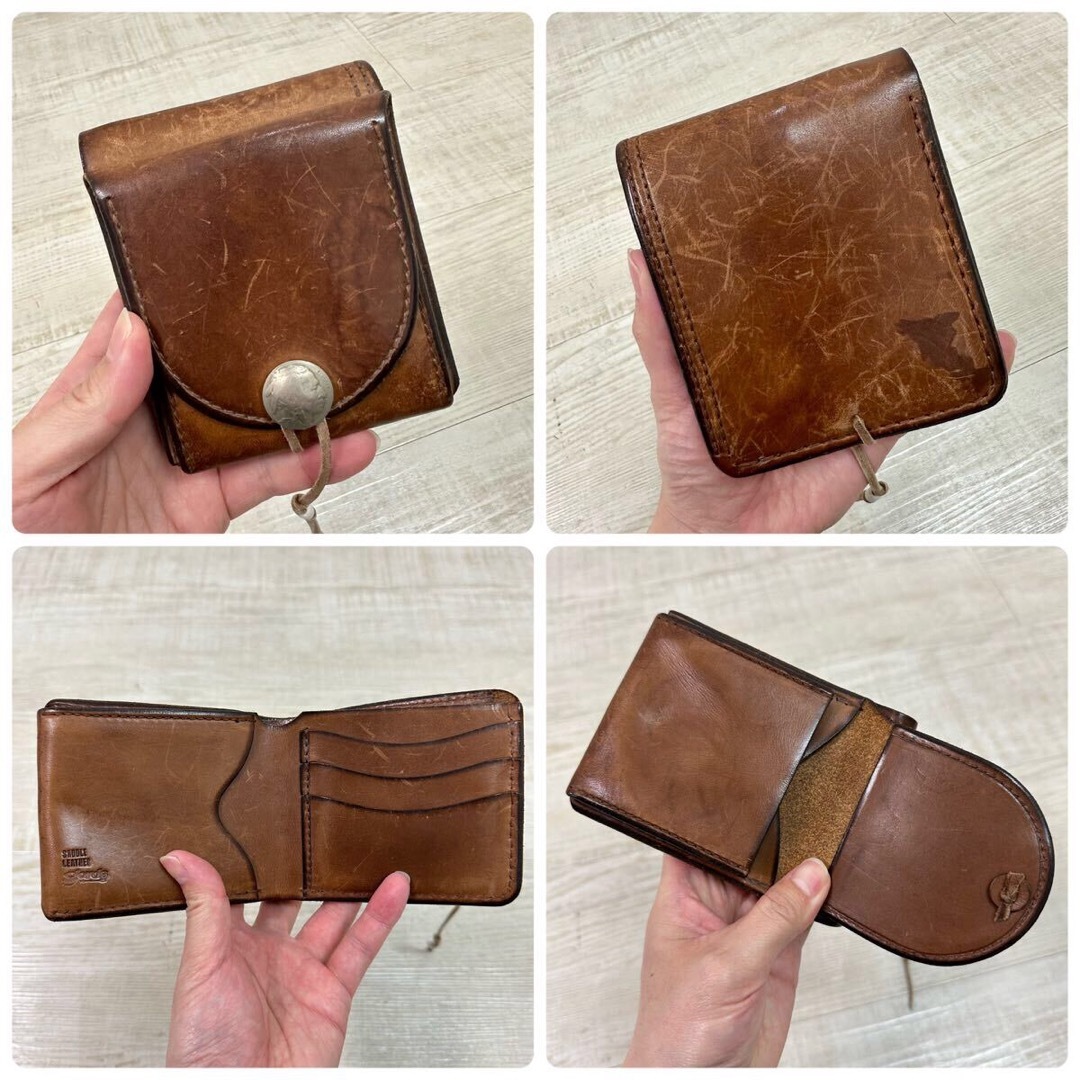 goro's 二つ折り 財布 ウォレット コンチョ サドル レザー ブラウン 系 goro's 二つ折り 財布 ウォレット コンチョ サドル レザー ブラウン 系