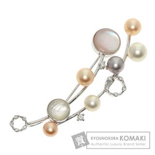 SELECT JEWELRY パール 真珠 シェル ダイヤモンド ブローチ K18WG レディース(ブローチ/コサージュ)