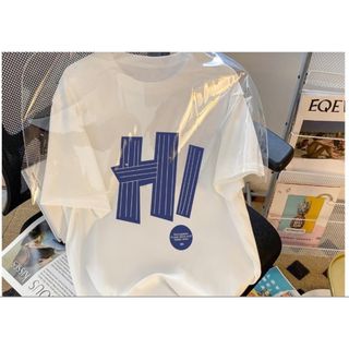 ★セール中★プリント　丸襟　プルオーバー　半袖Ｔシャツ　着痩せ　Ｌ(Tシャツ(半袖/袖なし))