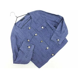 アナイ(ANAYI)のANAYI アナイ リネン100% ノーカラー ジャケット size38/青 ■◇ レディース(ノーカラージャケット)