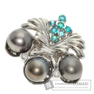 SELECT JEWELRY パール 真珠 パライバトルマリン ダイヤモンド ブローチ PT900 レディース(ブローチ/コサージュ)