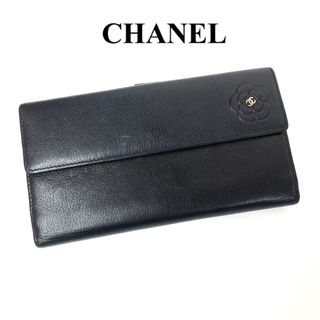 シャネル(CHANEL)のシャネル　バタフライ　カメリア　ココマーク　レザー　ブラック　長財布　レディース(財布)