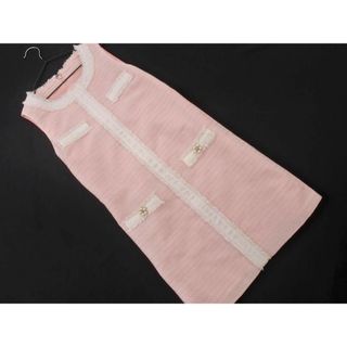 ミシェルマカロン(michellMacaron)のmichellMacaron ミシェルマカロン ツイード ノースリーブ Iライン ワンピース sizeS/ピンク ■◆ レディース(ミニワンピース)