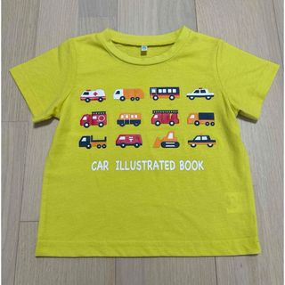 半袖Tシャツ　はたらくくるま　パトカー　消防車　救急車　濃い黄色　100cm(Tシャツ/カットソー)