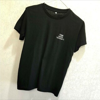 【シンプル】　プリントTシャツ　ブラック　半袖　Tシャツ　トップス(Tシャツ(半袖/袖なし))