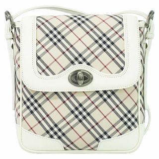 BURBERRY - 本物 バーバリー BURBERRY ノバチェック チェック ショルダーバッグ ポシェット ナイロン レザー ベージュ ホワイト バッグ 中古