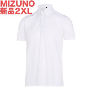 ミズノ(MIZUNO)のMIZUNOピュアハイパー半袖ポロシャツホワイト2XL【抗菌防臭／防汚/メンズ】(ウエア)