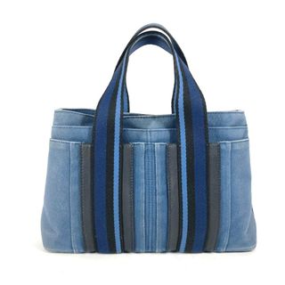 エルメス(Hermes)のエルメス HERMES トロカホリゾンタルPM ハンドバッグ カバン トートバッグ キャンバス ブルー(トートバッグ)