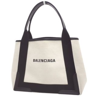 バレンシアガ(Balenciaga)のBALENCIAGA(バレンシアガ) NAVY スモールカバス トートバッグ ネイビーカバス S ハンドバッグ キャンバス カーフ オフホワイト ブラック黒 シルバー金具 339933 レディース 40802098298【中古】【アラモード】(トートバッグ)