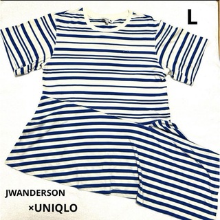 ユニクロ(UNIQLO)のJWANDERSON UNIQLO  Tシャツ　L  青×白(Tシャツ(半袖/袖なし))