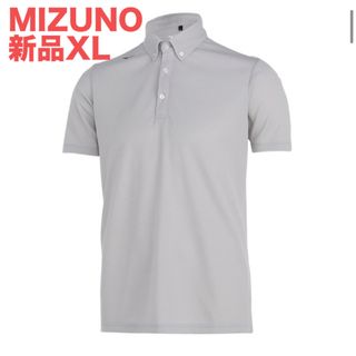 ミズノ(MIZUNO)のMIZUNO ピュアハイパー半袖ポロシャツグレーXL【抗菌防臭／防汚/メンズ】(ウエア)