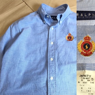 ラルフローレン(Ralph Lauren)の90s Ralph Lauren ラルフローレン シャツ 7 水色 刺繍 長袖(シャツ/ブラウス(長袖/七分))