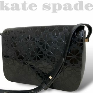 ケイトスペードニューヨーク(kate spade new york)の美品【ケイトスペード】ショルダーバッグ 花柄 フラワー レザー 黒(ショルダーバッグ)