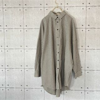 399 サマンサモスモス シャツチュニック ストライプ グレー系 フリー ワンピ(チュニック)