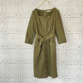 PROPORTION BODY DRESSING - 402 プロポーションボディドレッシング スクエアネックタイトワンピース カーキ