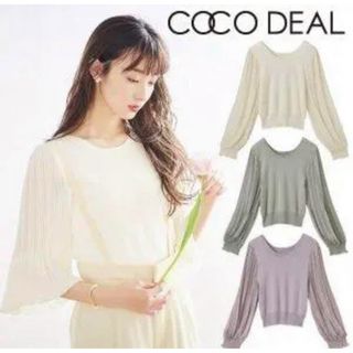 COCO DEAL - 【新品】COCO DEAL プリーツ シフォン袖 ニット グリーン 2