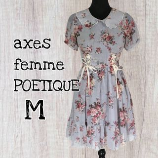 アクシーズファムポエティック(axes femme POETIQUE)のaxes femme POETIQUE 花柄 半袖ワンピース Mサイズ/USED(ひざ丈ワンピース)