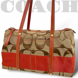 コーチ(COACH)の美品【コーチ】11102 ミニボストンバッグ ハンドバッグ シグネチャー(ハンドバッグ)