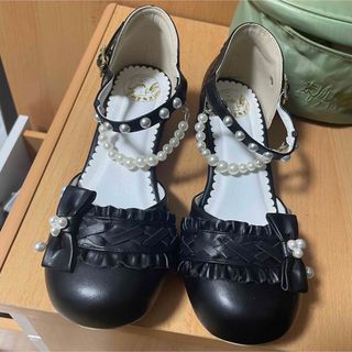 リボンパールロリータシューズlolita shoes(ハイヒール/パンプス)