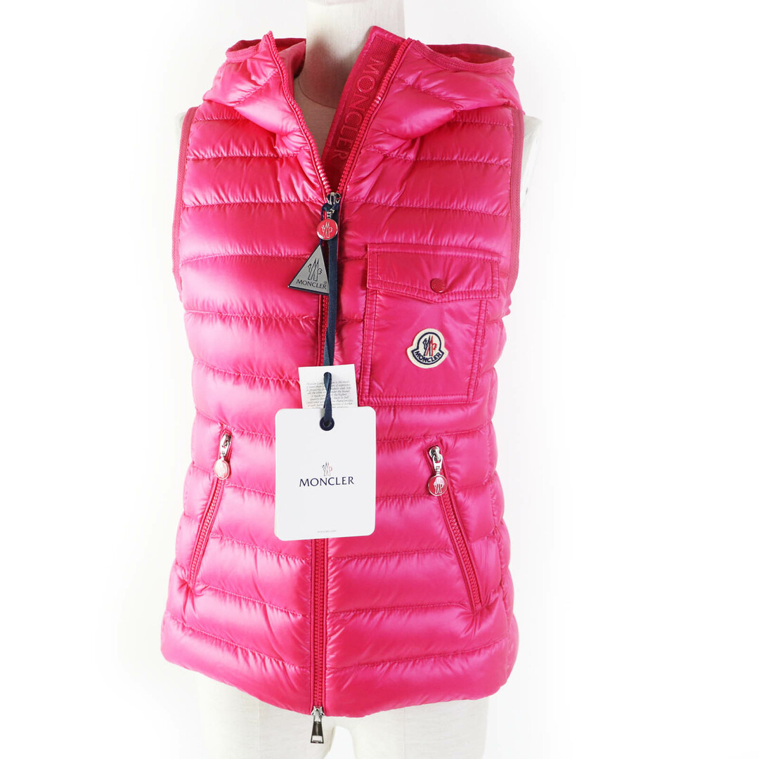 MONCLER - 未使用品◎MONCLER モンクレール 22年製 GLYGOS グリゴス ワッペン・フード付き ダウンベスト ピンク 0 ハンガー付き 正規品 レディース
