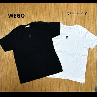 WEGO - WEGO 半袖Tシャツ　白×黒2枚セット　フリーサイズ