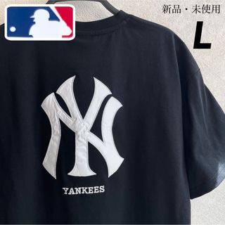 メジャーリーグベースボール(MLB)の【L】MLB公式　ヤンキース　ビッグロゴ刺繍　半袖Tシャツ●ブラック(Tシャツ(半袖/袖なし))