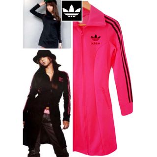 アディダス(adidas)のアディダス ピンク色 ワンピース ジャージ ジャケット こじはる 安室ちゃん(ミニワンピース)