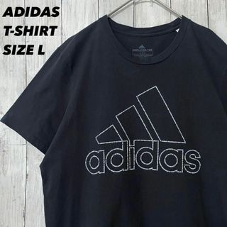 アディダス(adidas)のメンズ古着　ADIDASアディダス　ビッグロゴプリントTシャツ　黒Lユニセックス(Tシャツ/カットソー(半袖/袖なし))