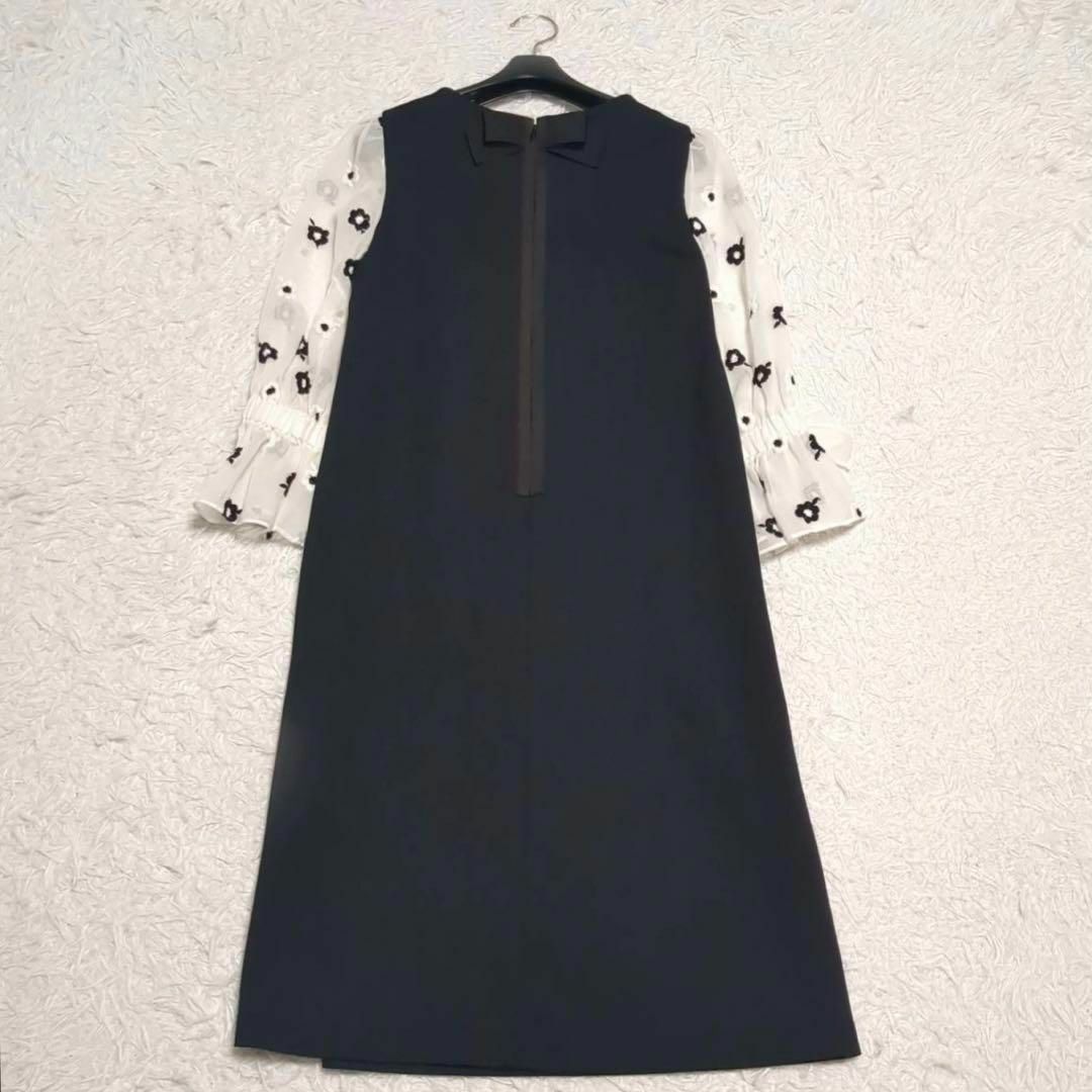 未使用級 エムズグレイシー ワンピース 袖フラワー刺繍 38 未使用級 エムズグレイシー ワンピース 袖フラワー刺繍 38