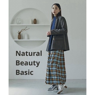 N.Natural beauty basic - 【美品】Natural Beauty Basic チェックタックAラインスカート